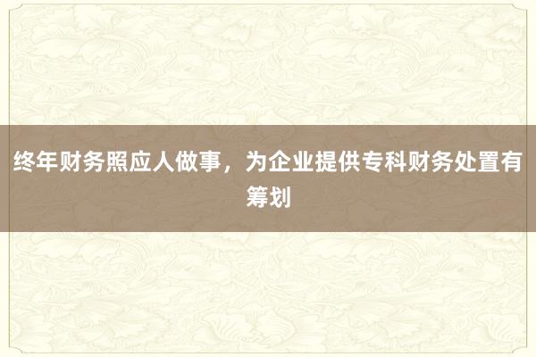 终年财务照应人做事，为企业提供专科财务处置有筹划